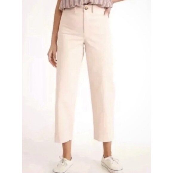 Marine Layer Bridget Wide Leg Cropped Pants Papyrus Casual Size 6 Light Peach - Picture 1 of 9